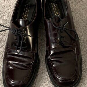 Coach Oxford block heel shoes, Dark brown, Patton-leather, square toe shoes